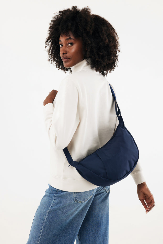 Load image into Gallery viewer, Crescent XL AWARE™ RPET half moon sling bag - Custom Wood Designs Crescent XL AWARE™ RPET half moon sling bag