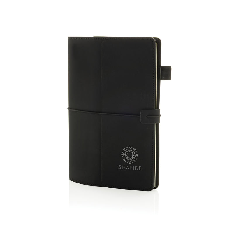Load image into Gallery viewer, XD Collection Daily Notes Binder 3-in-1 refillable PU notebook showing black cover and open pages with handwritten notes