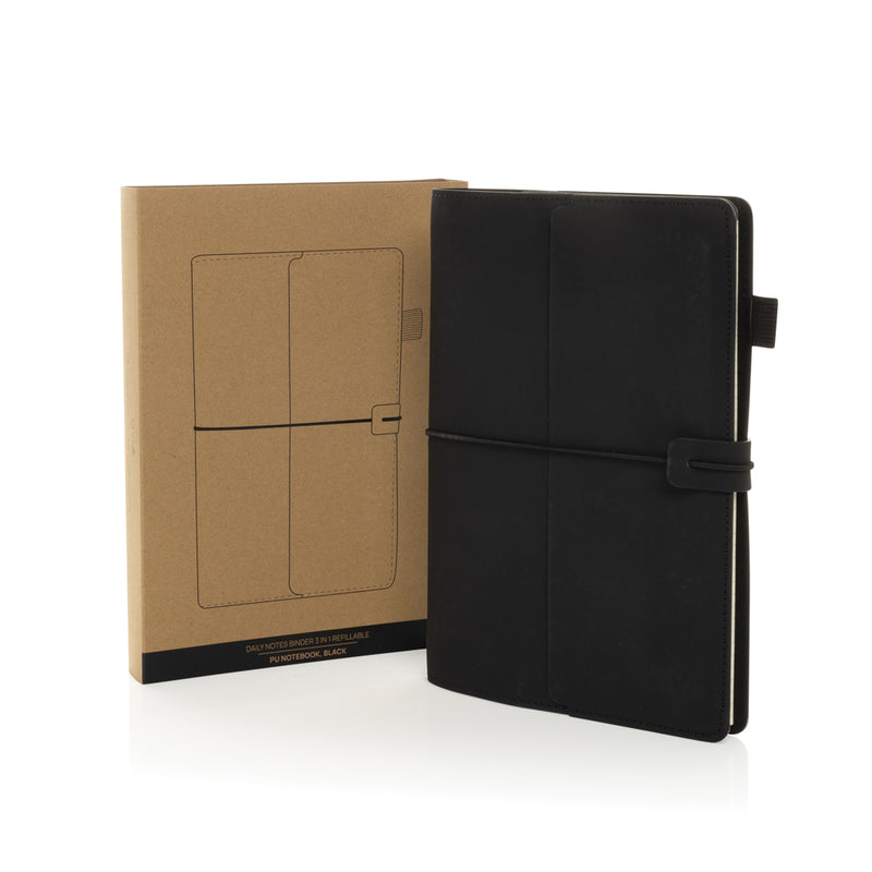 Load image into Gallery viewer, XD Collection Daily Notes Binder 3-in-1 refillable PU notebook with multiple sections and sleek portfolio design.