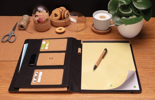 Deluxe cork portfolio A4 with pen - Custom Wood Designs