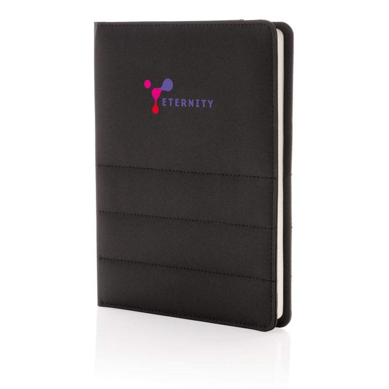 Load image into Gallery viewer, Impact AWARE™ RPET A5 notebook by XD Xclusive with recycled material cover and lined pages, ideal for note-taking and journaling.