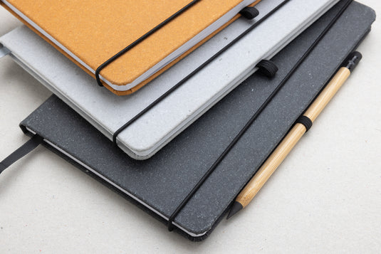 GRS Recycled leather hardcover notebook A5 - Custom Wood Designs