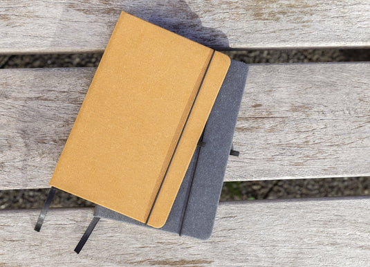 GRS Recycled leather hardcover notebook A5 - Custom Wood Designs