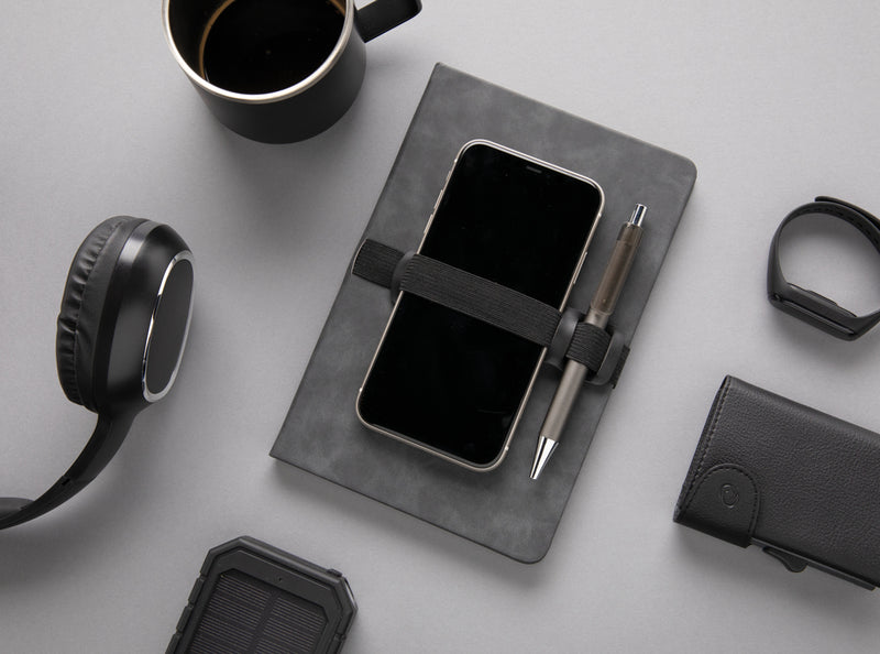 Load image into Gallery viewer, Deluxe hardcover PU notebook A5 with phone and pen holder - Custom Wood Designs