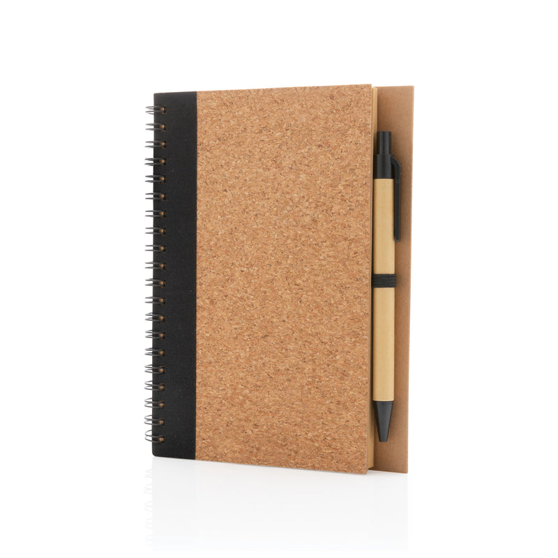 Load image into Gallery viewer, Cork spiral notebook with pen - Custom Wood Designs
