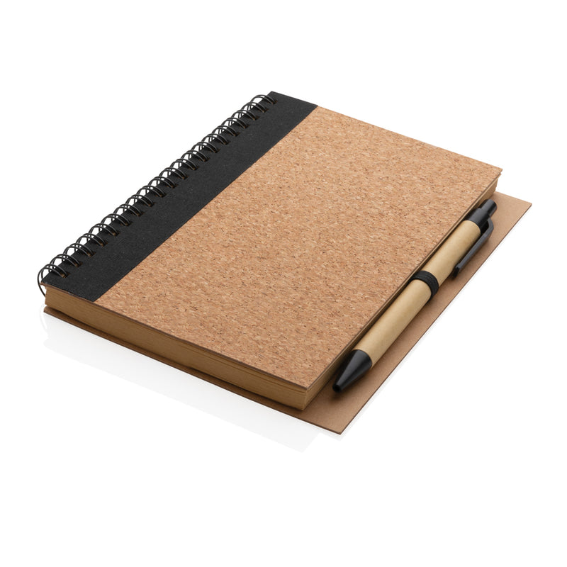 Load image into Gallery viewer, Cork spiral notebook with pen - Custom Wood Designs