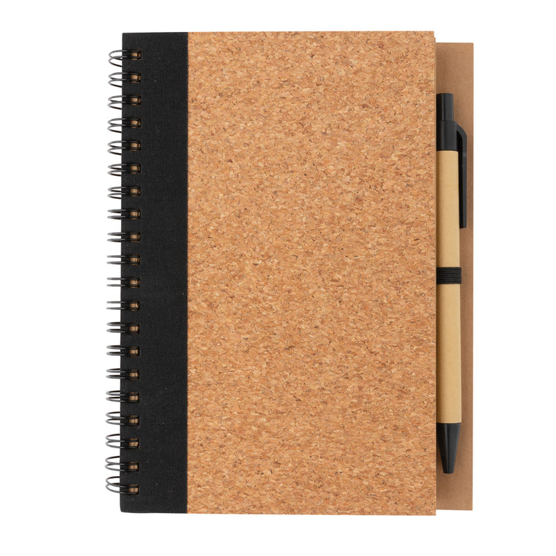 Load image into Gallery viewer, Cork spiral notebook with pen - Custom Wood Designs