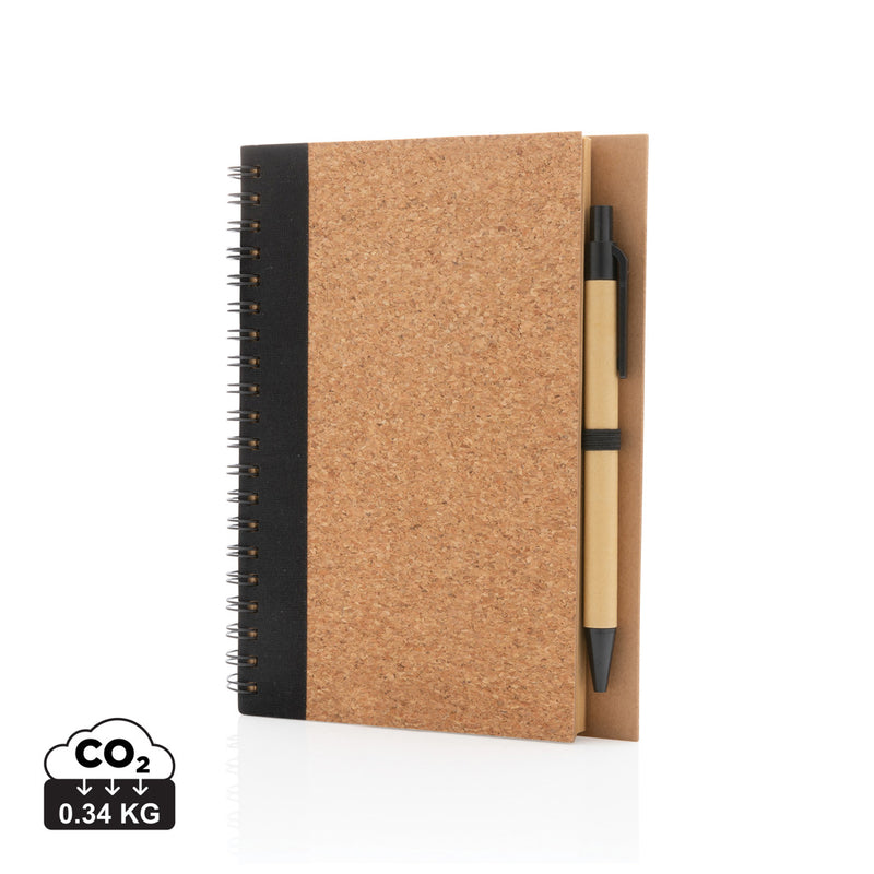 Load image into Gallery viewer, Cork spiral notebook with pen - Custom Wood Designs