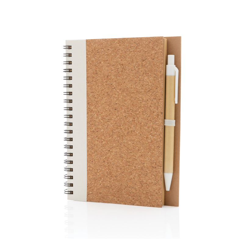 Load image into Gallery viewer, Cork spiral notebook with pen - Custom Wood Designs