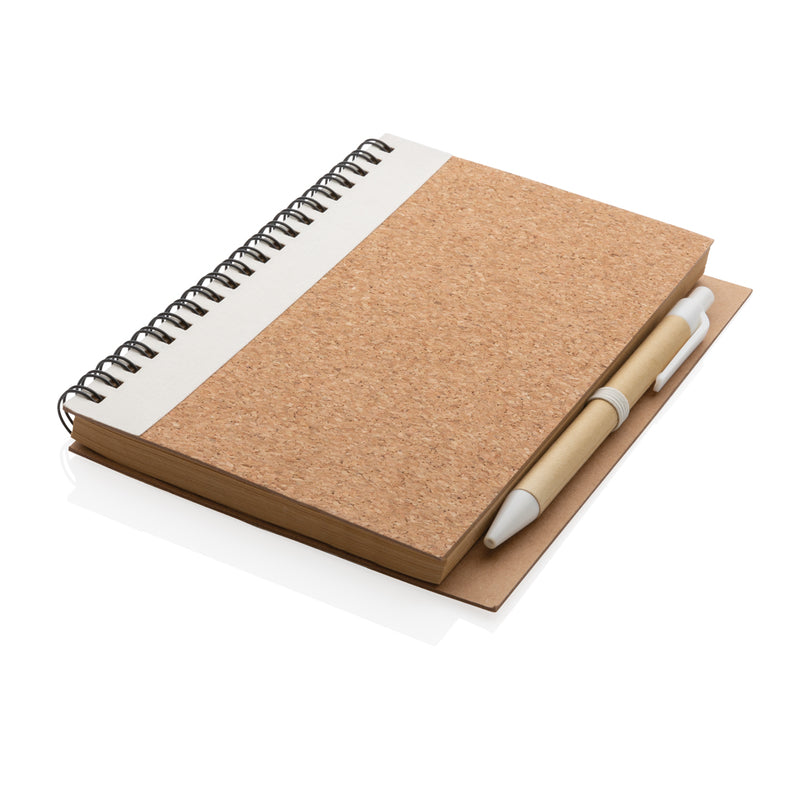 Load image into Gallery viewer, Cork spiral notebook with pen - Custom Wood Designs