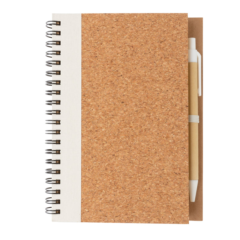 Load image into Gallery viewer, Cork spiral notebook with pen - Custom Wood Designs