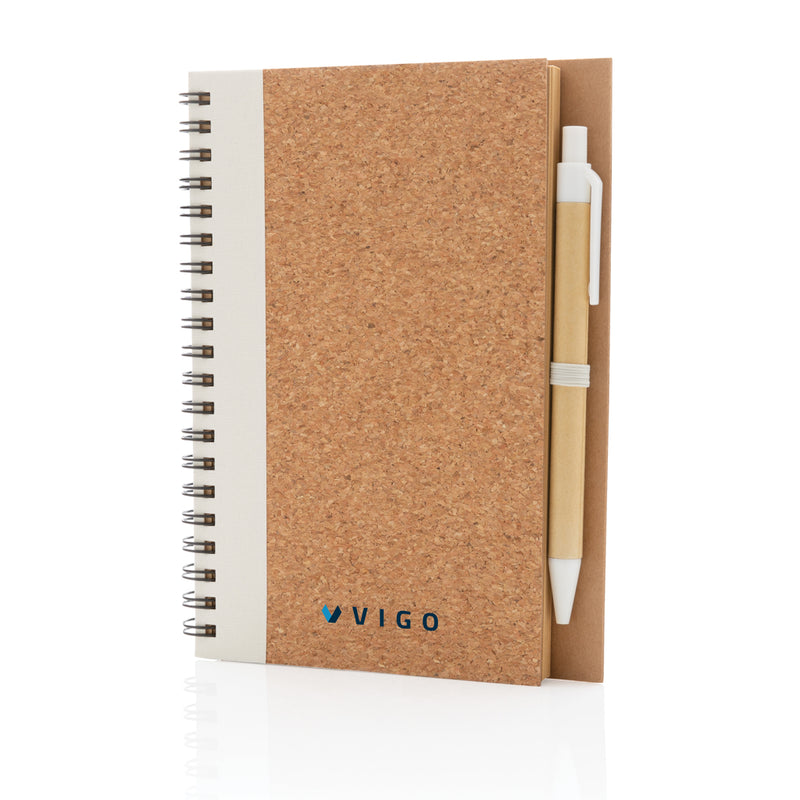 Load image into Gallery viewer, Cork spiral notebook with pen - Custom Wood Designs