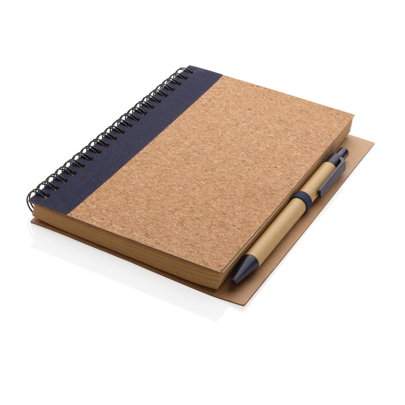 Load image into Gallery viewer, Cork spiral notebook with pen - Custom Wood Designs