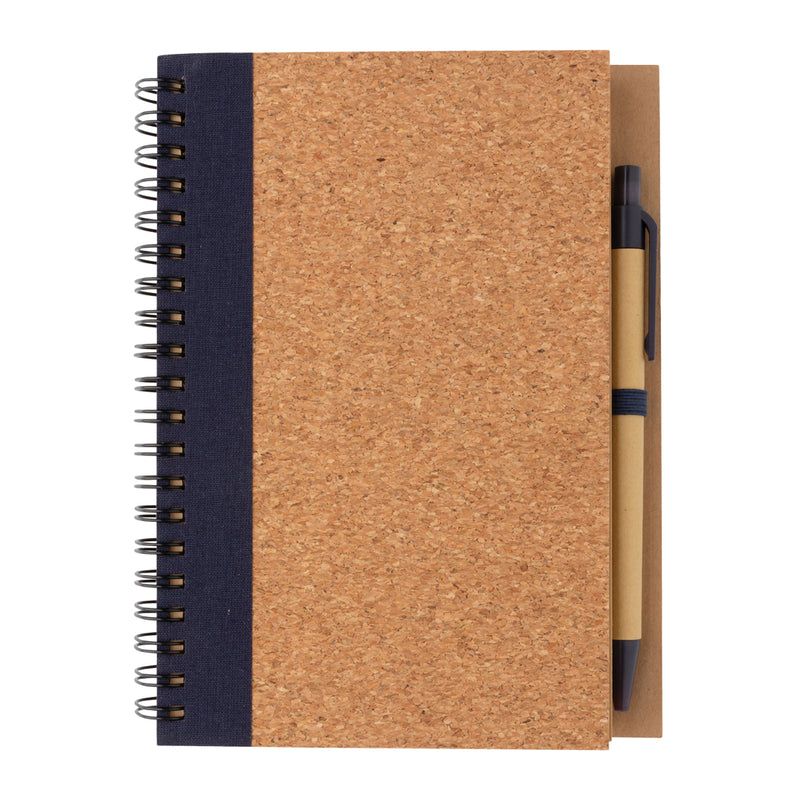 Load image into Gallery viewer, Cork spiral notebook with pen - Custom Wood Designs