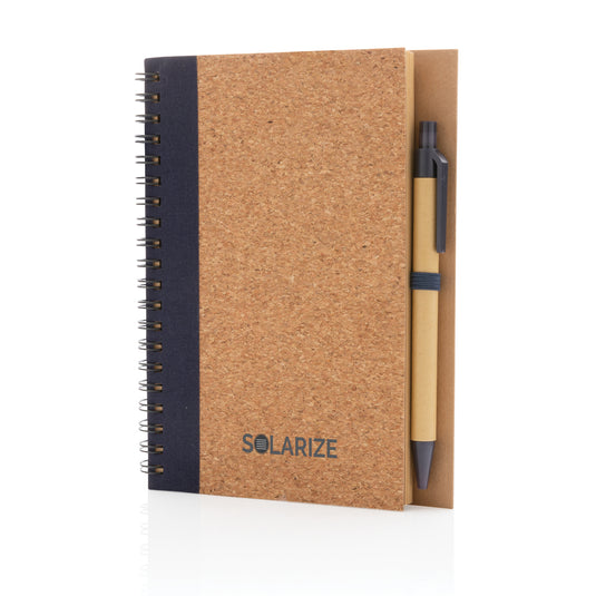 Cork spiral notebook with pen - Custom Wood Designs