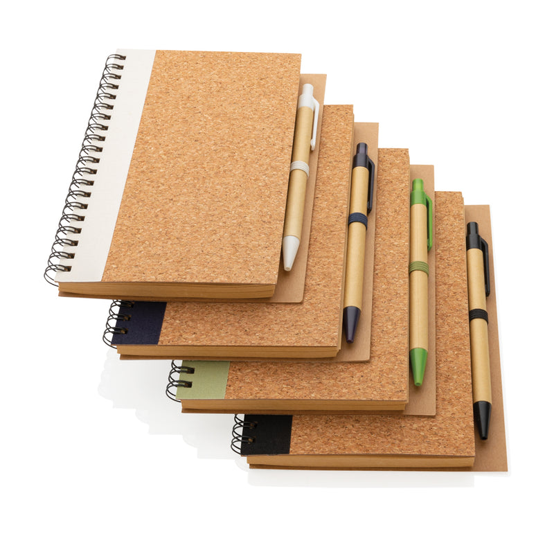 Load image into Gallery viewer, Cork spiral notebook with pen - Custom Wood Designs