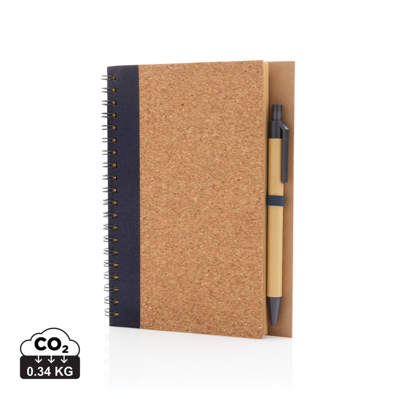 Load image into Gallery viewer, Cork spiral notebook with pen - Custom Wood Designs