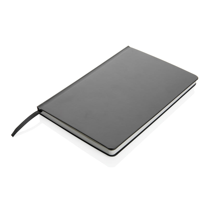 Load image into Gallery viewer, A5 Impact stone paper hardcover notebook from XD Collection with black cover and lined pages for writing and note-taking.