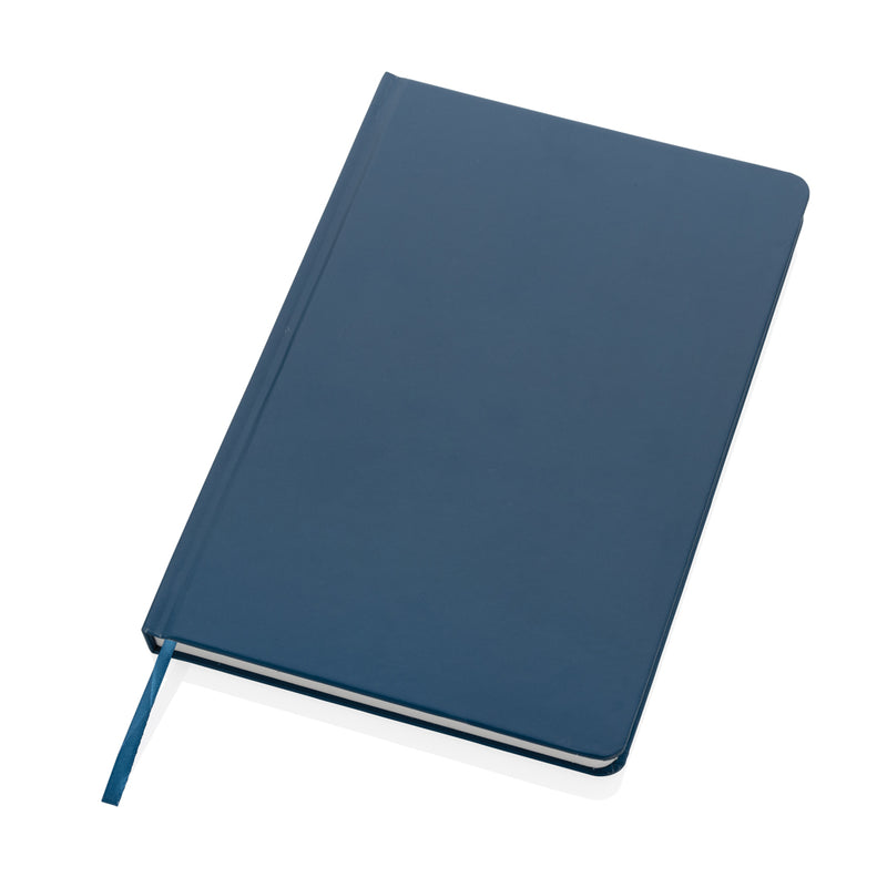 Load image into Gallery viewer, A5 Impact stone paper hardcover notebook from XD Collection with black textured cover and visible elastic closure.