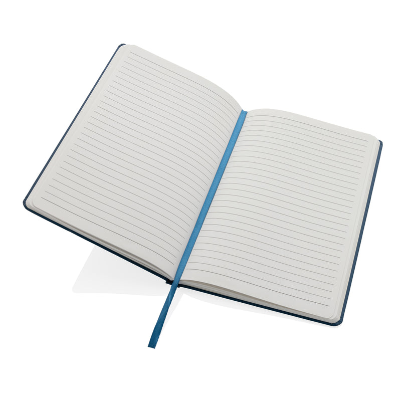 Load image into Gallery viewer, A5 Impact stone paper hardcover notebook from XD Collection, with a sleek black cover and visible binding.