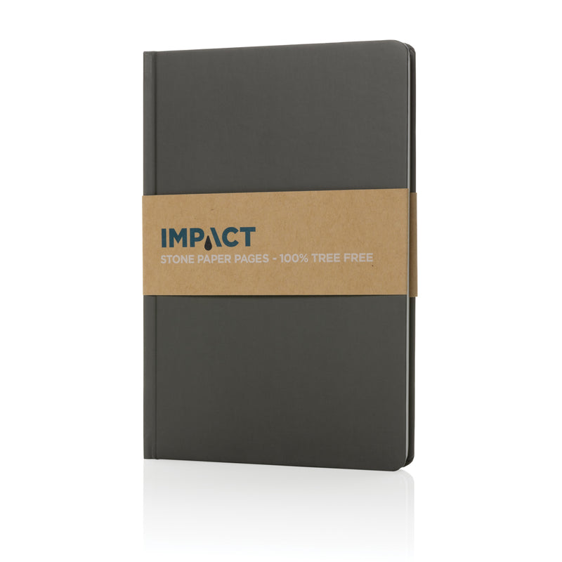 Load image into Gallery viewer, A5 Impact stone paper hardcover notebook from XD Collection with black cover and visible spiral binding, ideal for note-taking and journaling.