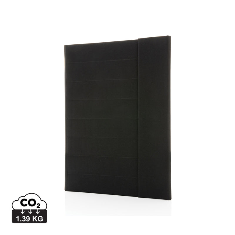 Load image into Gallery viewer, Impact Aware™ A4 portfolio by XD Xclusive with magnetic closure, featuring sleek black exterior and organized interior for professional use.
