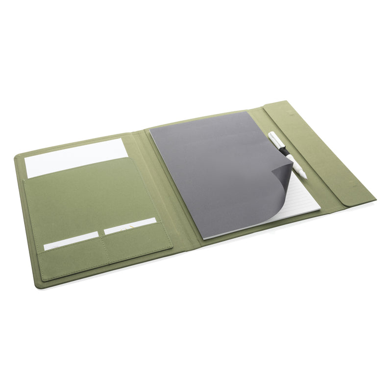 Load image into Gallery viewer, Impact Aware™ A4 portfolio with magnetic closure by XD Xclusive, featuring a sleek black leather exterior and organized interior.