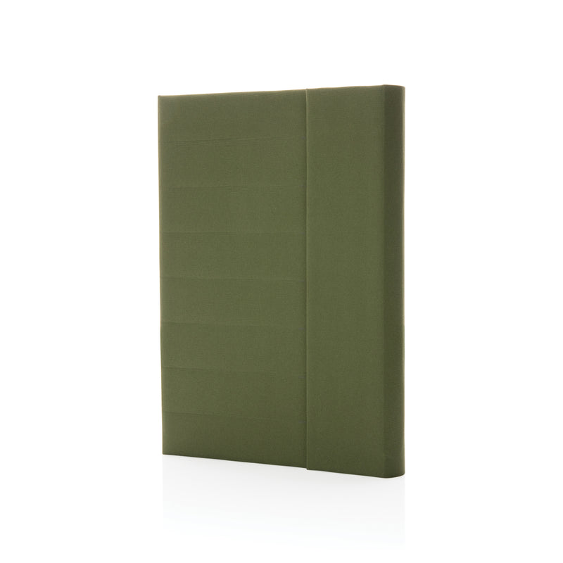 Load image into Gallery viewer, Impact Aware™ A5 notebook by XD Xclusive featuring a sleek cover and magnetic closure, displayed open with pages inside.