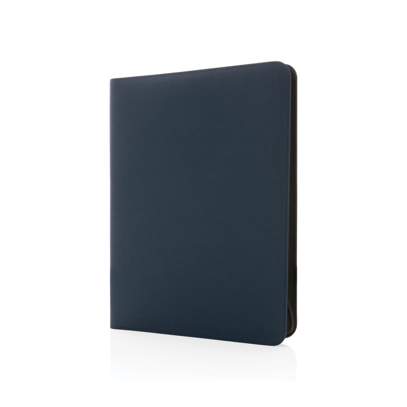 Load image into Gallery viewer, Impact Aware™ deluxe 300D tech portfolio with zipper from XD Collection, featuring a sleek black design and multiple compartments.
