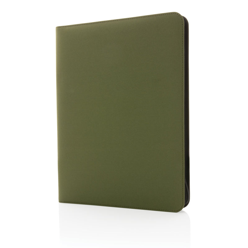 Load image into Gallery viewer, Impact Aware™ deluxe 300D tech portfolio with zipper from XD Collection, featuring multiple compartments and sleek black design.