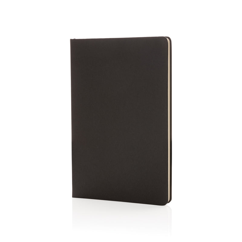 Load image into Gallery viewer, A5 hardcover notebook from XD Collection with a sleek black cover, closed and showing the textured surface.