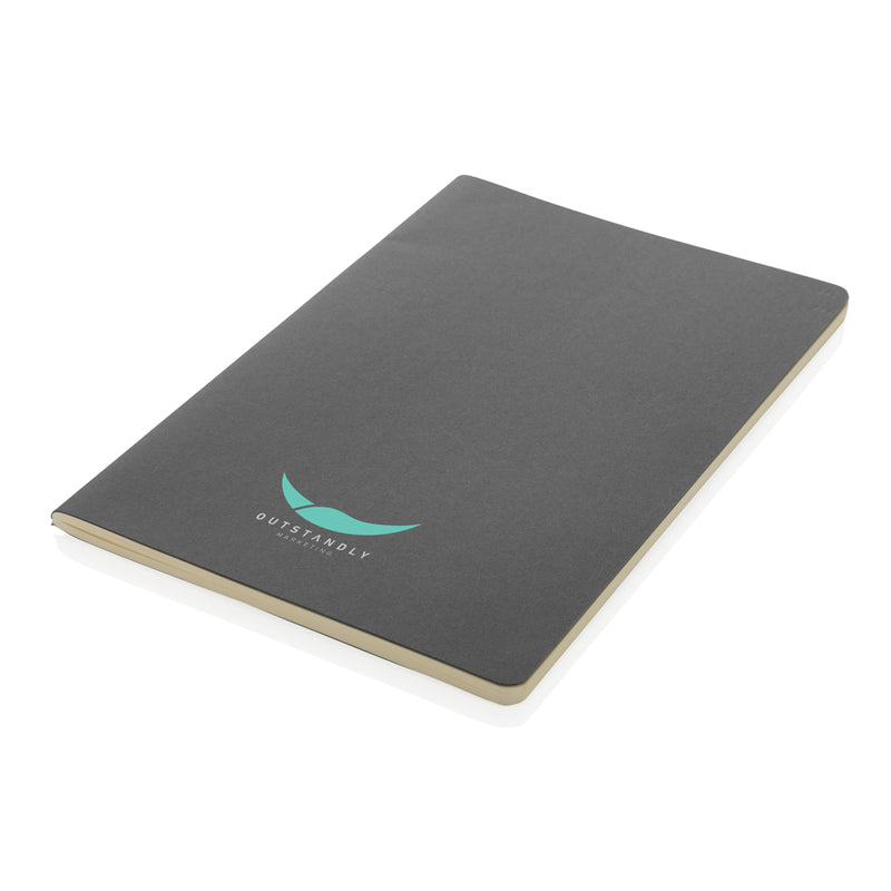 Load image into Gallery viewer, A5 softcover notebook from XD Collection with a smooth black cover and lined pages, ideal for notes and journaling.