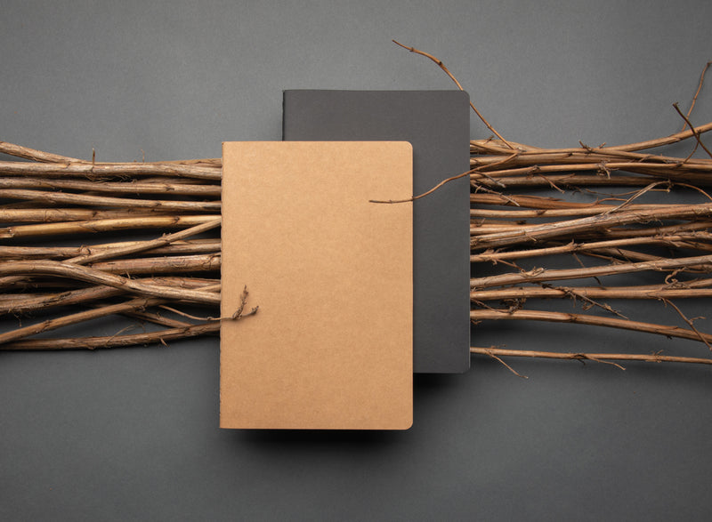 Load image into Gallery viewer, A5 standard softcover notebook from XD Collection with a sleek design, open pages, and a black cover.
