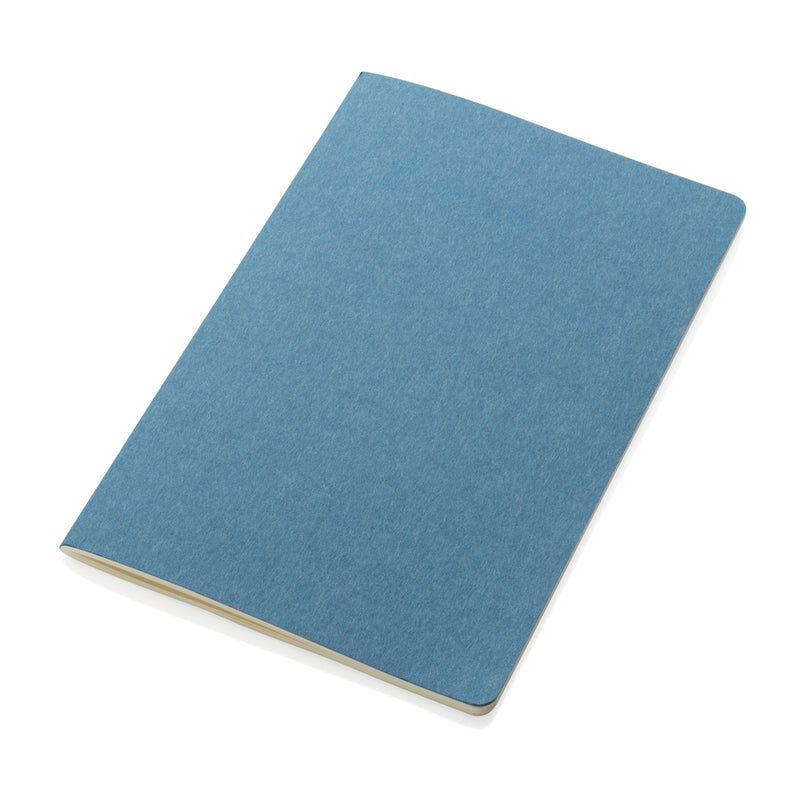 Load image into Gallery viewer, A5 softcover notebook from XD Collection with a sleek black cover, open to show lined pages inside.