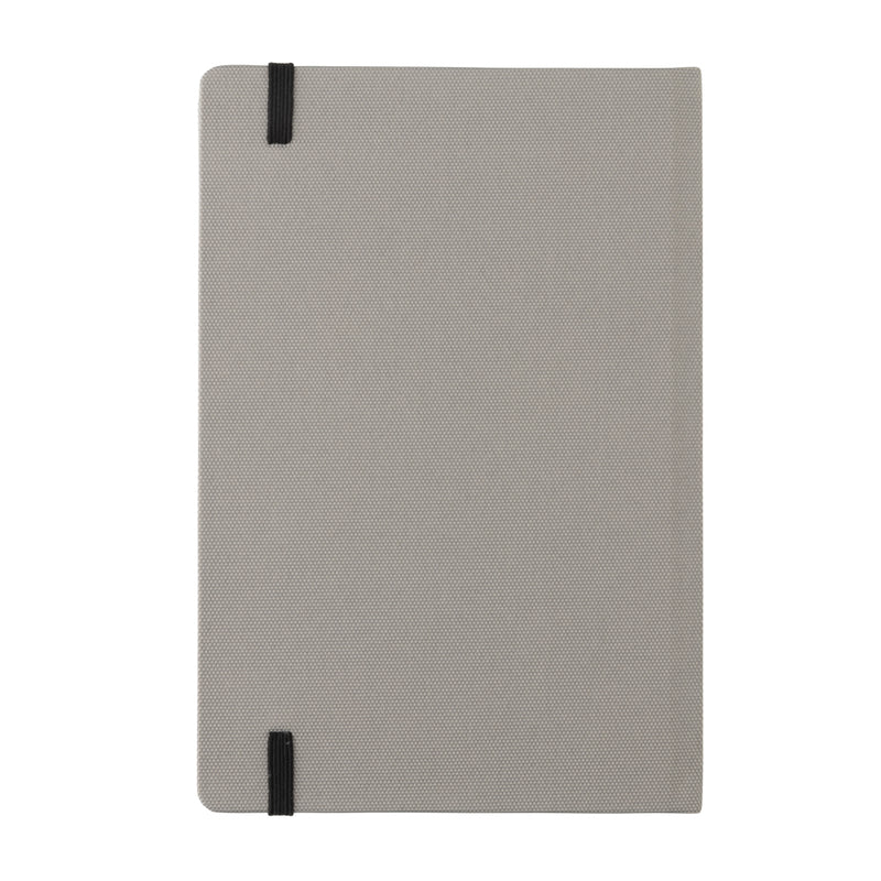 Load image into Gallery viewer, Gray GRS certified RPET A5 notebook from XD Collection, featuring a durable cover and spiral binding for note-taking.