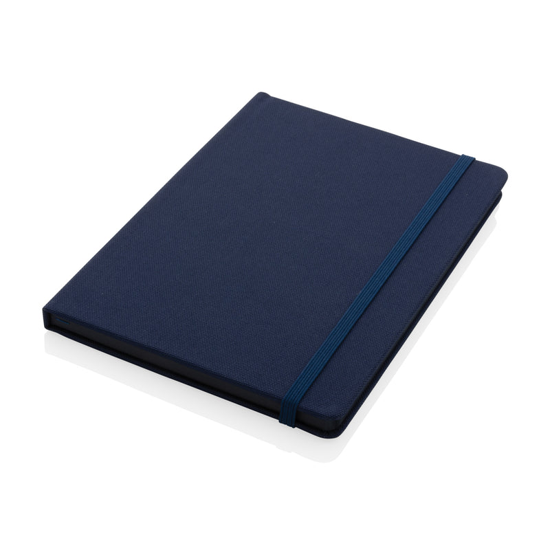 Load image into Gallery viewer, Pink GRS certified RPET A5 notebook from XD Collection with a soft cover and elastic closure, suitable for note-taking and journaling.