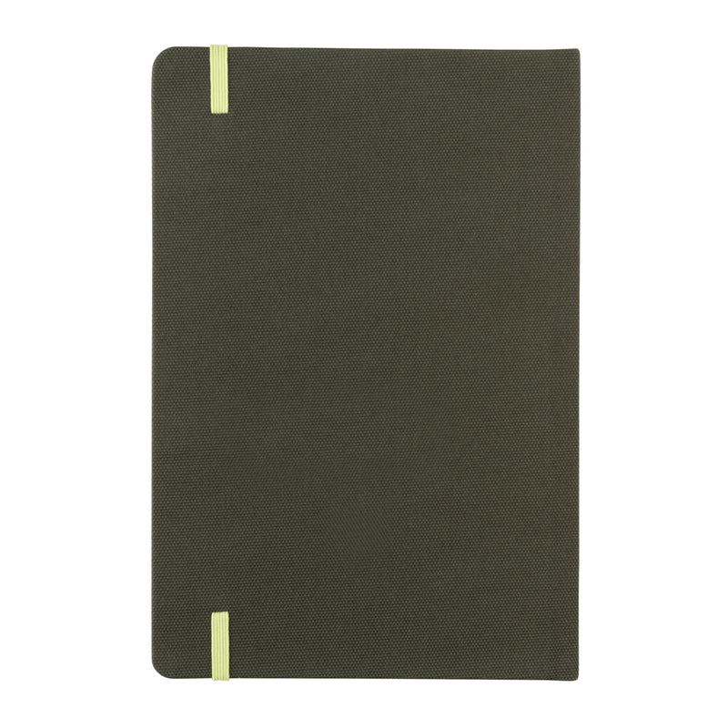 Load image into Gallery viewer, Pink GRS certified RPET A5 notebook from XD Collection, featuring a durable cover and spiral binding for note-taking.