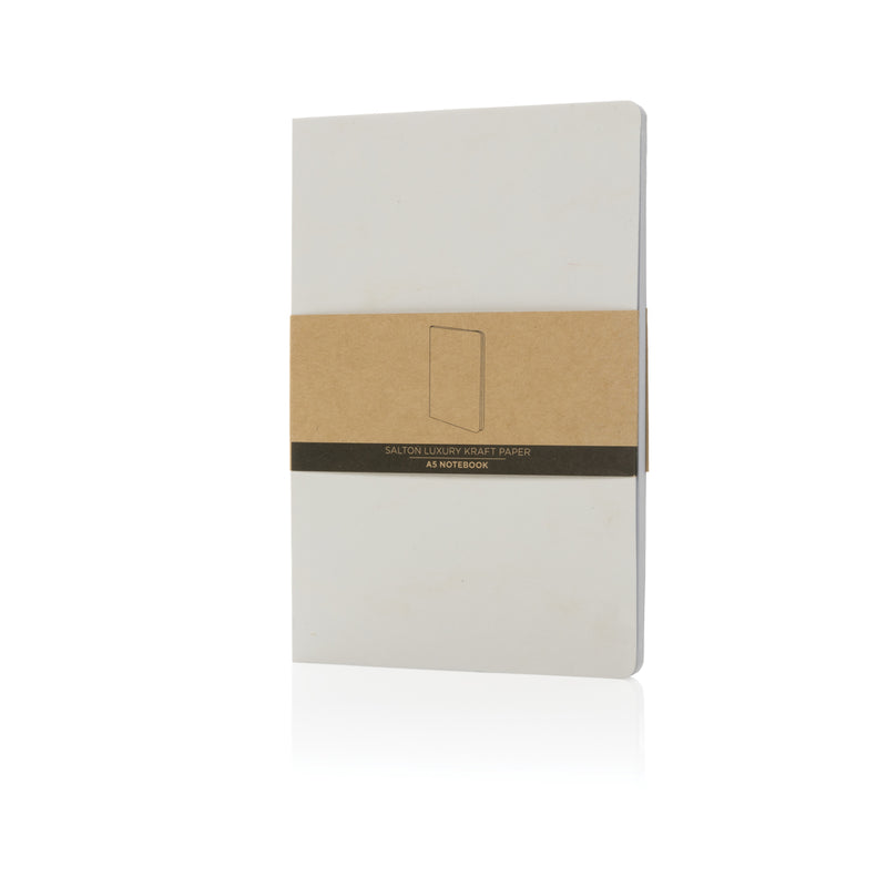 Load image into Gallery viewer, Salton A5 GRS certified recycled paper notebook from XD Collection, showing a close-up of the eco-friendly cover and binding.