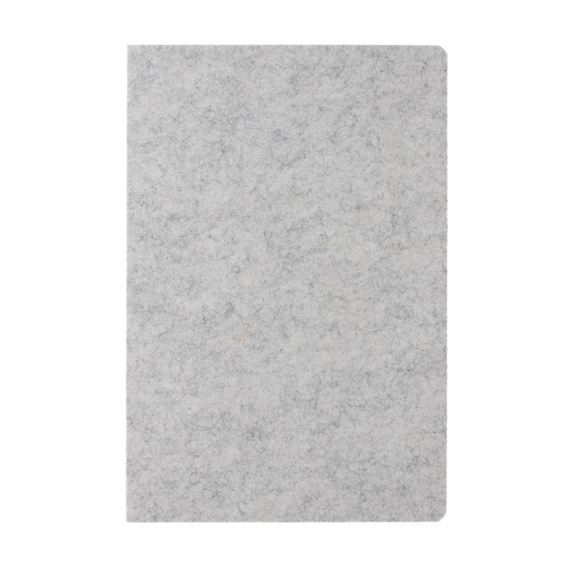 Load image into Gallery viewer, A5 recycled felt notebook from XD Collection with GRS certification, featuring a soft, eco-friendly felt cover and spiral binding.