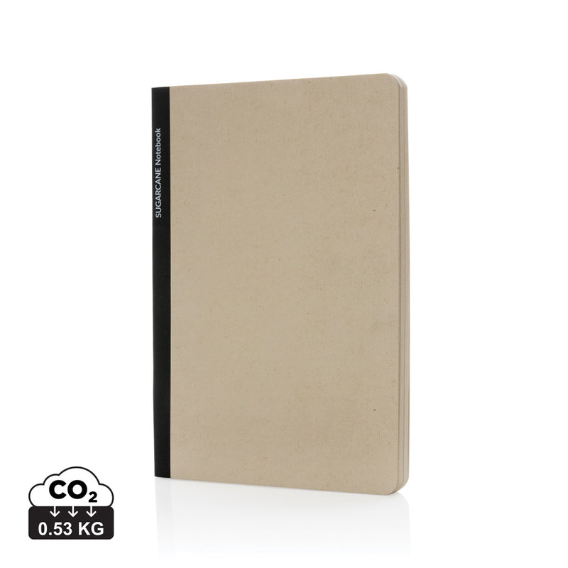 Load image into Gallery viewer, A5 notebook with sugarcane paper cover from XD Collection, featuring a natural, textured surface and compact size for note-taking.