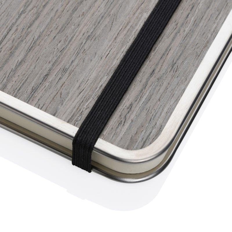 Load image into Gallery viewer, XD Collection Treeline A5 wooden cover deluxe notebook with natural wood finish, featuring a sleek portfolio and paper pages inside.
