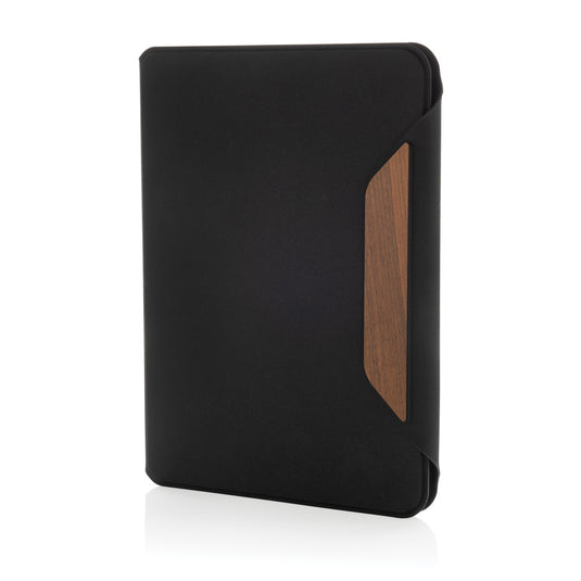 Teri AWARE™ RPET and walnut A5 portfolio - Custom Wood Designs