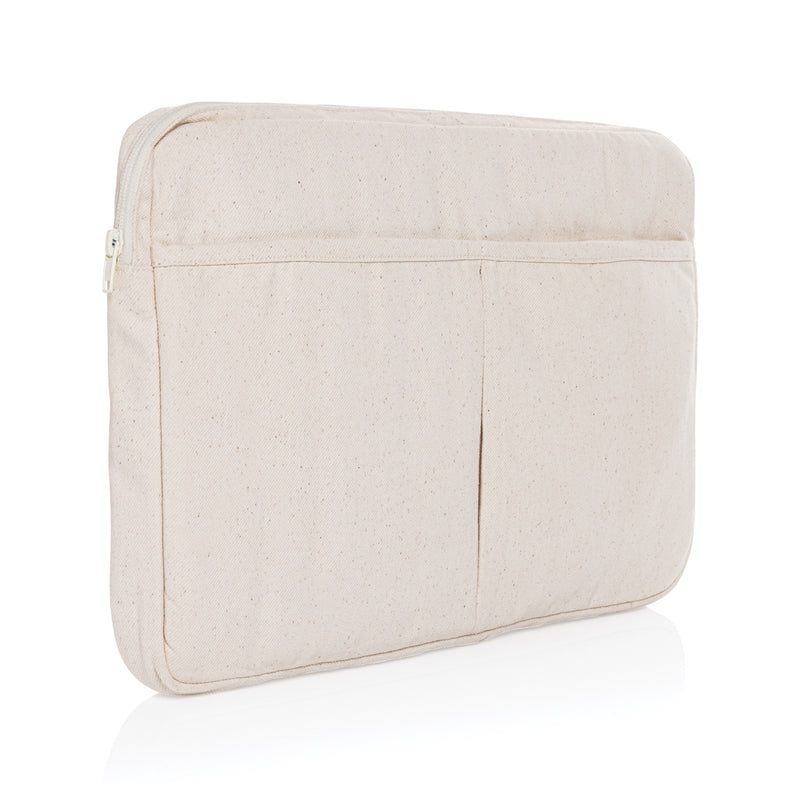 Load image into Gallery viewer, XD Collection Laluka AWARE recycled cotton 15.6 inch laptop sleeve in natural color, with soft fabric and sleek design.