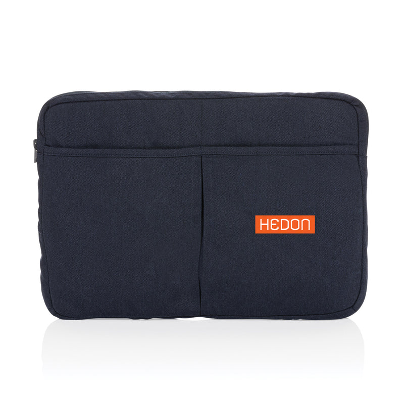 Load image into Gallery viewer, XD Collection Laluka AWARE™ recycled cotton 15.6-inch laptop sleeve in bag and travel style, featuring eco-friendly design and padded interior.