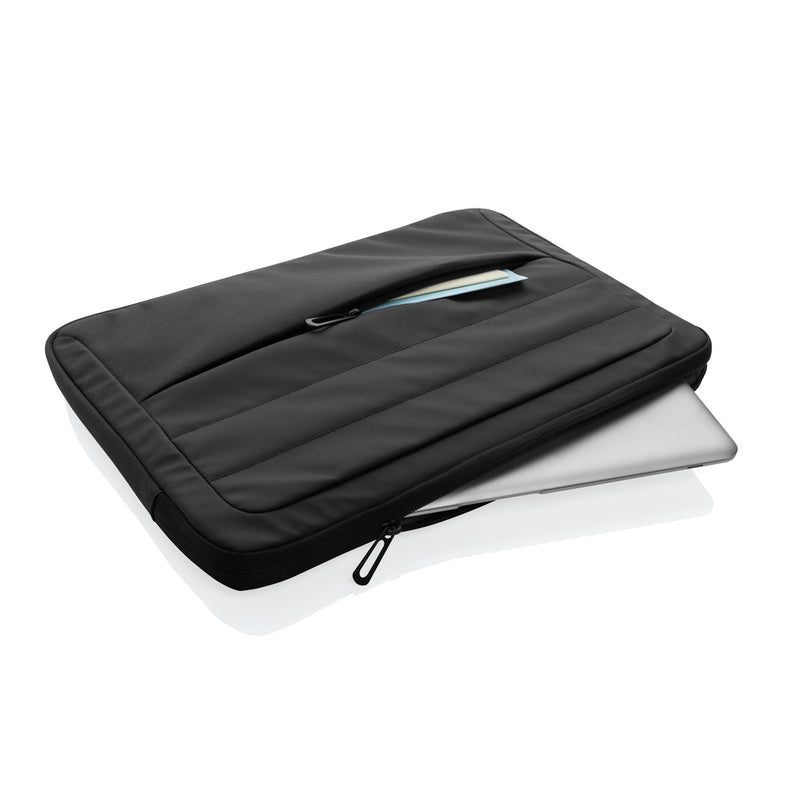 Load image into Gallery viewer, XD Xclusive Armond AWARE™ RPET 15.6 inch laptop sleeve in gray with padded interior and durable zipper for secure protection.