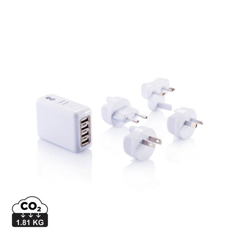 Load image into Gallery viewer, XD Collection travel plug with 4 USB ports for phone and tablet charging, compact and versatile accessory.