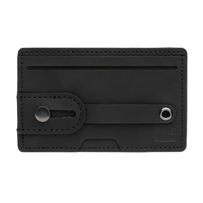 Load image into Gallery viewer, XD Collection 3-in-1 phone and tablet RFID card holder with secure slots for cards and cash, attached to a phone or tablet.
