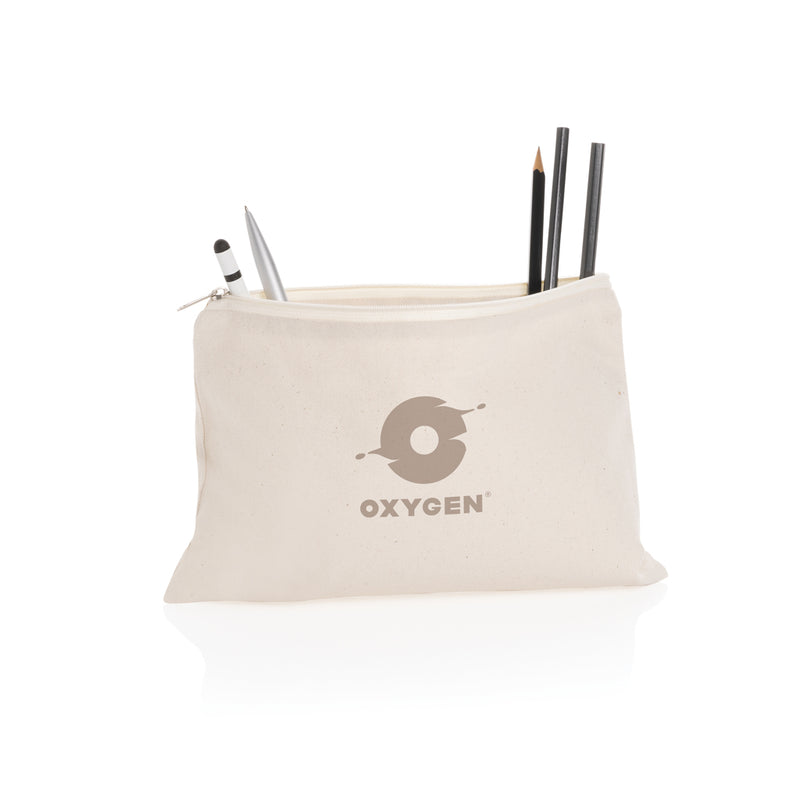 Load image into Gallery viewer, Impact Aware™ undyed 285 gsm rcanvas pencil case by XD Collection, showing a durable, natural-colored bag with a zipper closure.