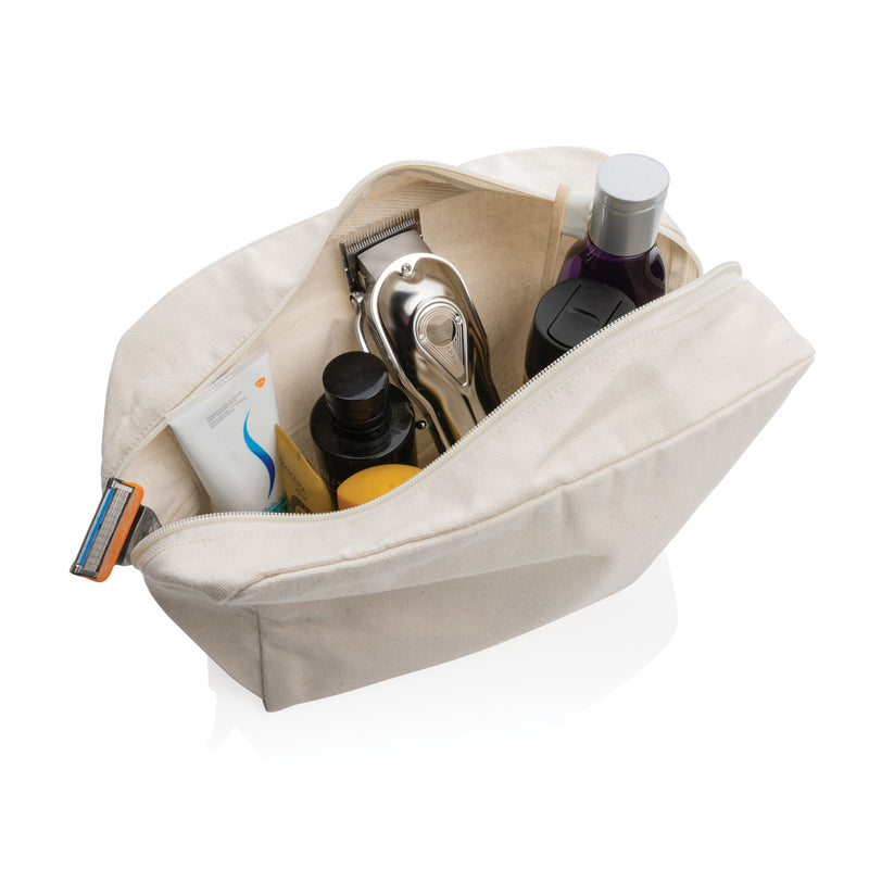 Load image into Gallery viewer, Undyed Impact Aware™ 285 gsm rcanvas toiletry bag from XD Collection, showing the natural fabric texture and compact travel design.