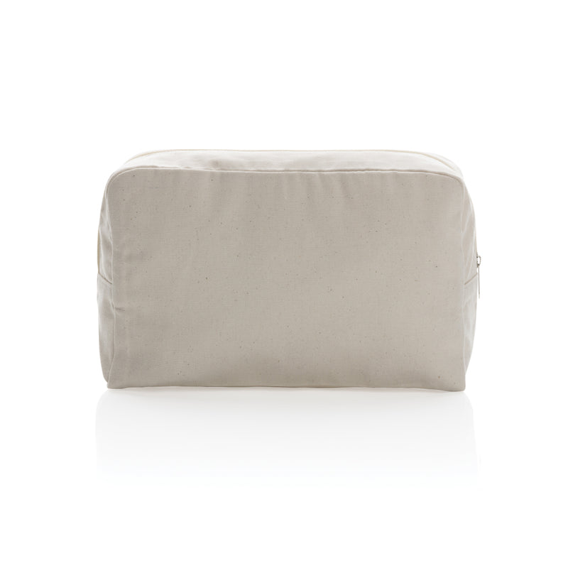 Load image into Gallery viewer, Impact Aware™ 285 gsm undyed canvas toiletry bag from XD Collection, showing a durable, natural-colored travel bag with zipper closure.